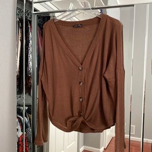 Front tie sweater